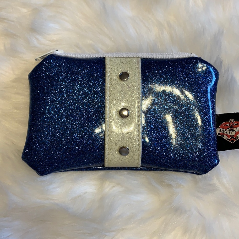 Retro Style Blue Sparkle Vinyl Coin Purse